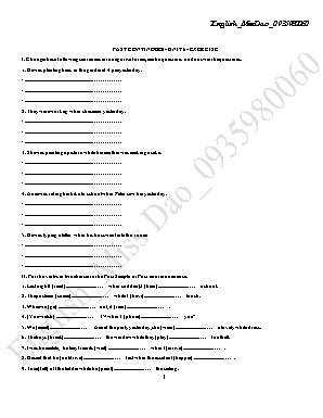 Bài tập Tiếng Anh Lớp 8 - Unit 6 Exercise